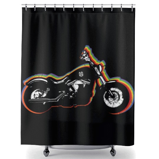 Motorcycle Gay LGBTQ Rainbow LGBT Pride Month Shower Curtains
