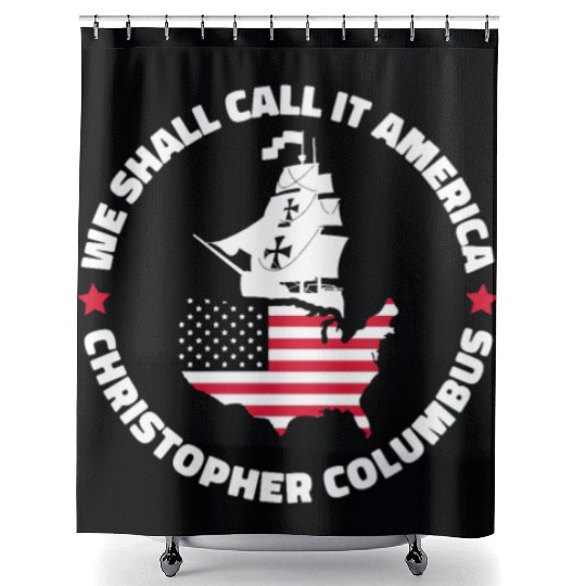 Columbus Day 1492 Us Flag Shower Curtains