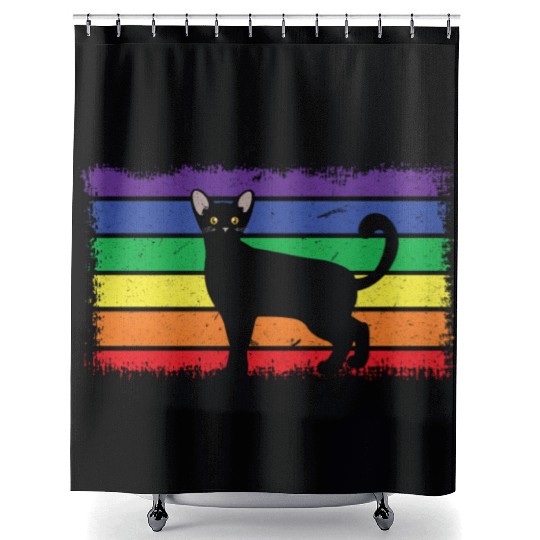 Gay Cat Gay LGBTQ Rainbow LGBT Pride Month Shower Curtains