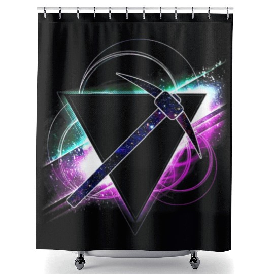 Aesthetic Galaxy Pick Axe Miner Shower Curtains