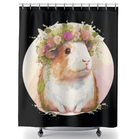 Cute Guinea Pig Flower Crown Floral Pet Rodent Lov Shower Curtains