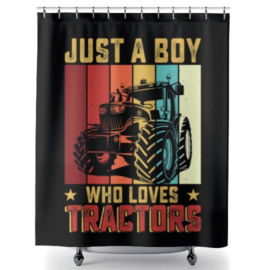 Just A Boy Who Loves Tractors Farmer Farm Kids Boy Shower Curtains