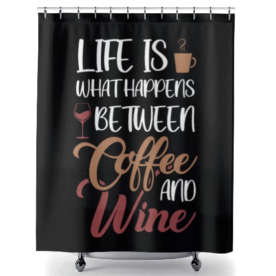 Life is between Coffee and Wine Latte Art Barista Shower Curtains