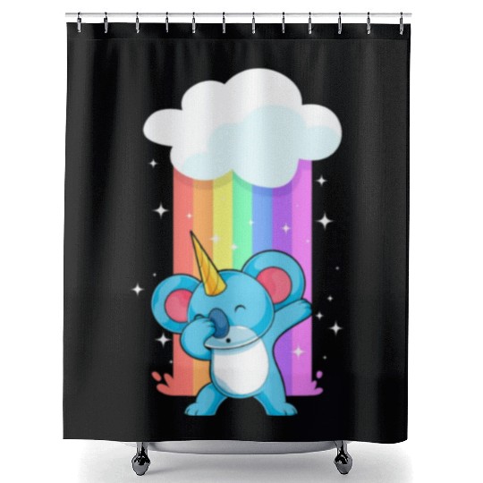 Zoo Animal Lover Rainbow Koalacorn Dabbing Unicorn Shower Curtains