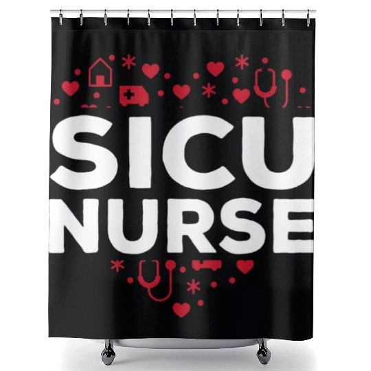 Great SICU Nurse Heart Apparel Nursing Lover Shower Curtains