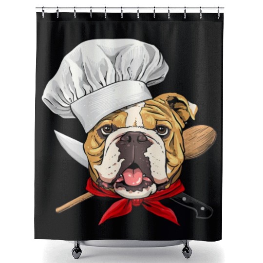 American Bulldog Chef Dog Cooking Baking Lover 480 Shower Curtains