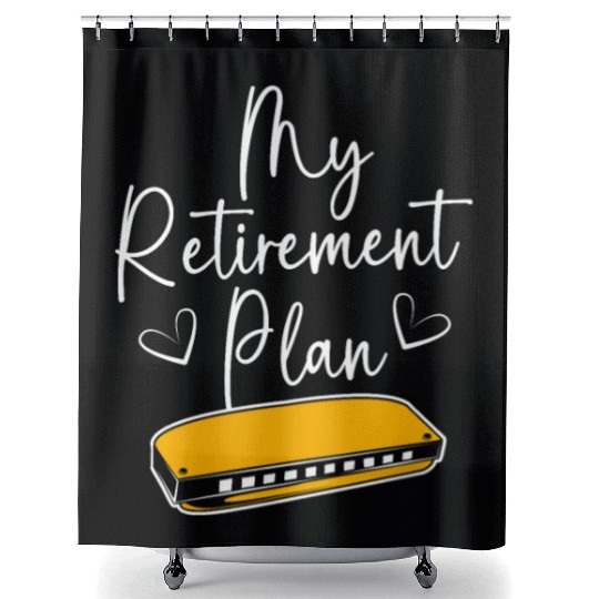 Harmonica Funny Retirement Plan For Adults Shower Curtains