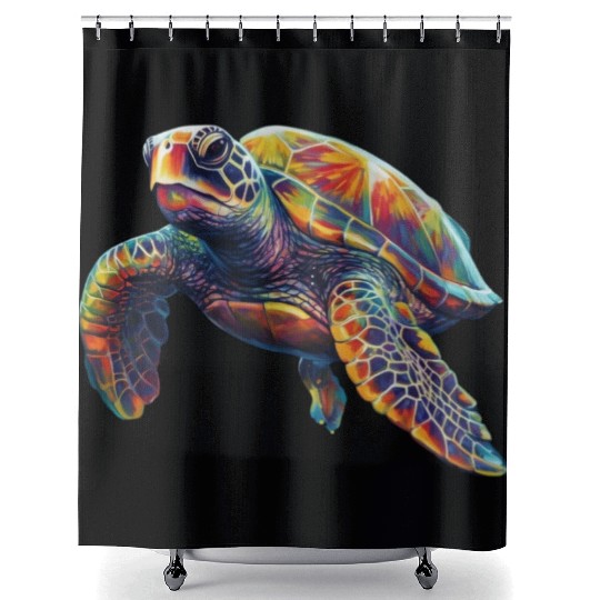 Colorful underwater sea turtle dreamlike beautiful Shower Curtains