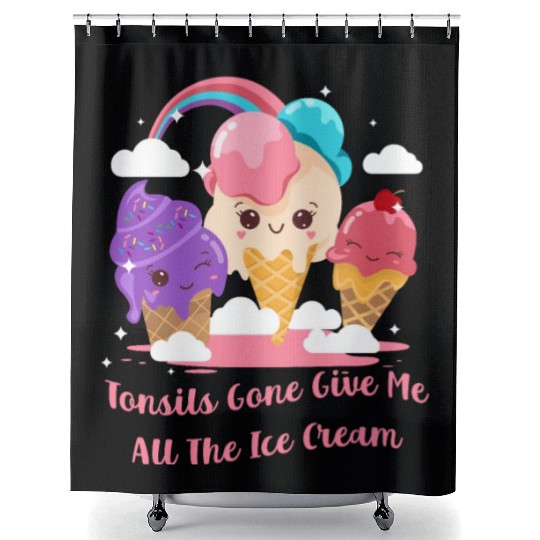 Tonsils Gone Give Me All The Ice Cream Funny Shower Curtains
