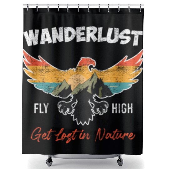 Wanderlust Mountaineer Hiking Mountain love Shower Curtains