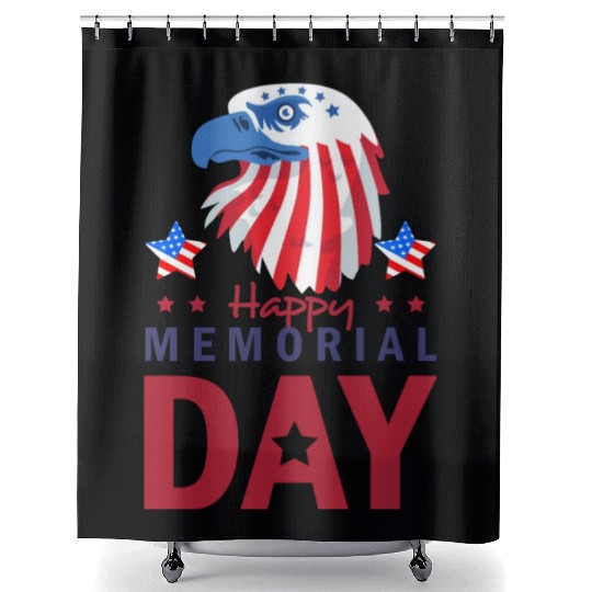 Happy Memorial Day Veterans Brave US Eagle Stars Shower Curtains