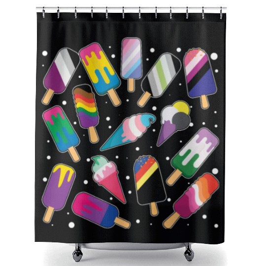 Popsicle Gay LGBTQ Rainbow LGBT Pride Month Shower Curtains