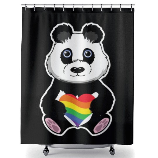 Cute Panda Bear Gay LGBTQ Rainbow LGBT Pride Month Shower Curtains