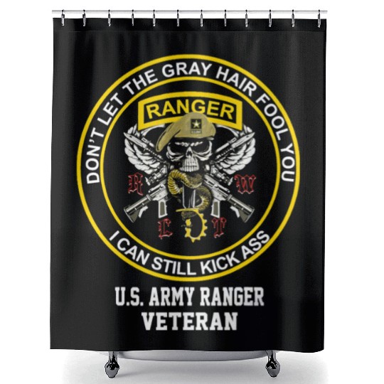 Funny Retired US Army Ranger Veteran USA Military Shower Curtains