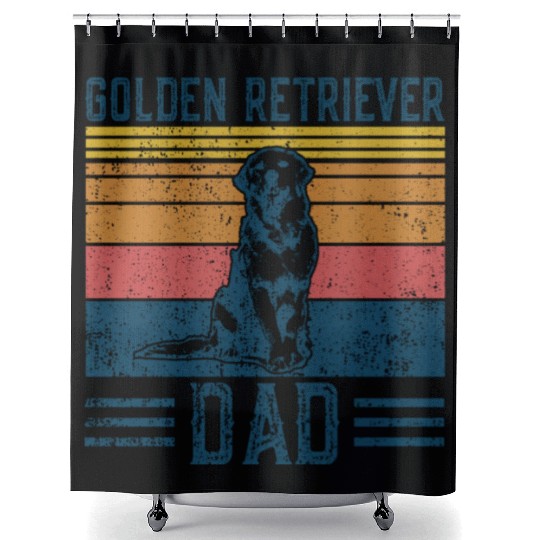 Dog Golden Dad Vintage Golden Retriever Dad Shower Curtains