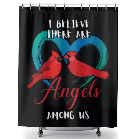 I Believe There Are Angels Among Us Cardinal Bird Shower Curtains