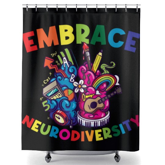 Embrace Neurodiversity Funny Adhd Shower Curtains