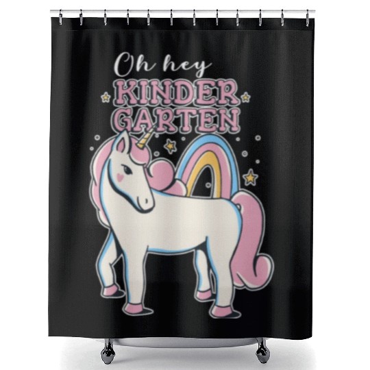 Rainbow and Unicorn Kindergarten Teacher Shower Curtains