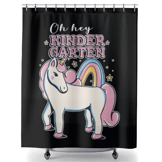 Rainbow and Unicorn Kindergarten Teacher Shower Curtains