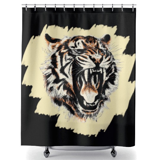 Cool tiger motif on background Shower Curtains