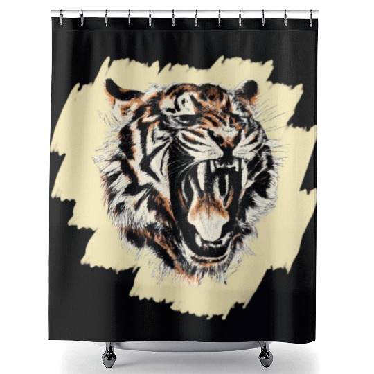 Cool tiger motif on background Shower Curtains