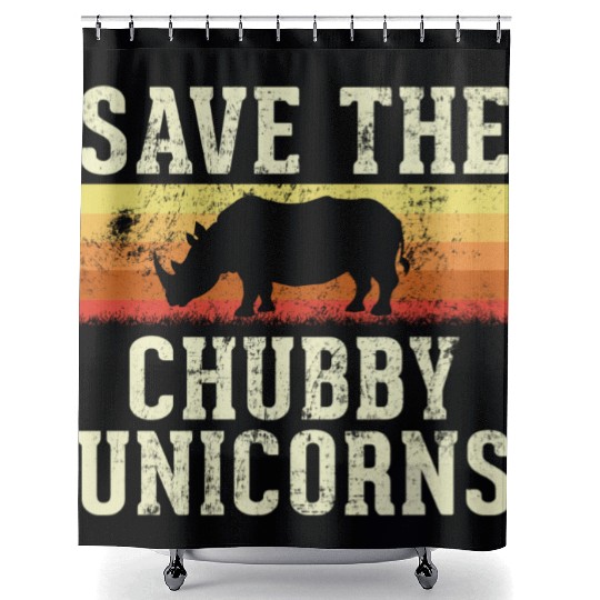 Save The Chubby Unicorns funny Shower Curtains