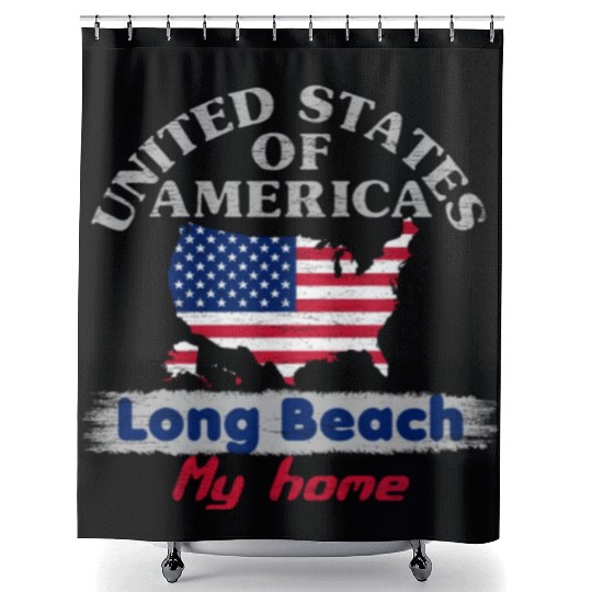 United States of America - Long Beach my home - us Shower Curtains