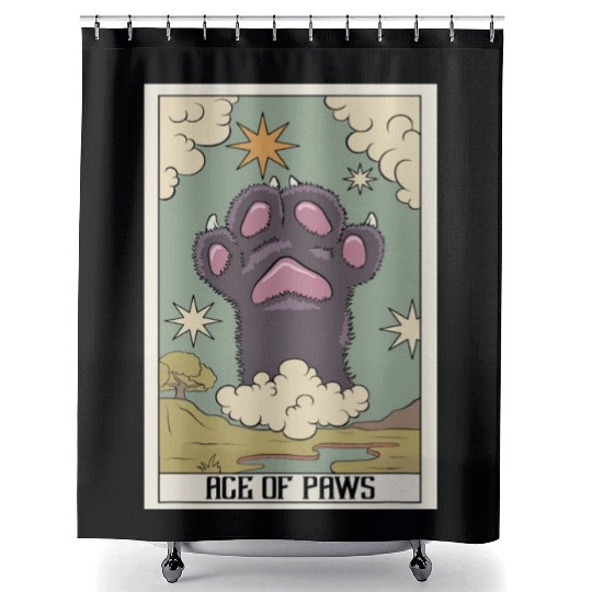 Ace of Paws Tarot Card Reader Cat Paw Occult Tarot Shower Curtains
