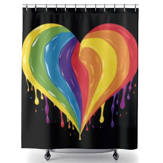 LGBTQ+ Empowerment: Rainbow Heart, Support Gay, Shower Curtains