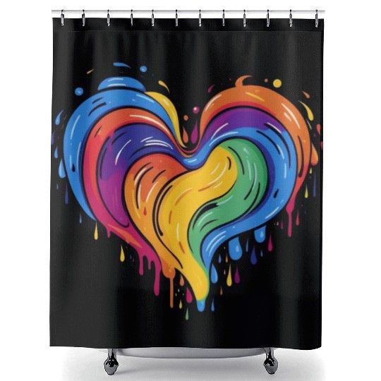 Love is Love: LGBT Rainbow Heart for All Shower Curtains