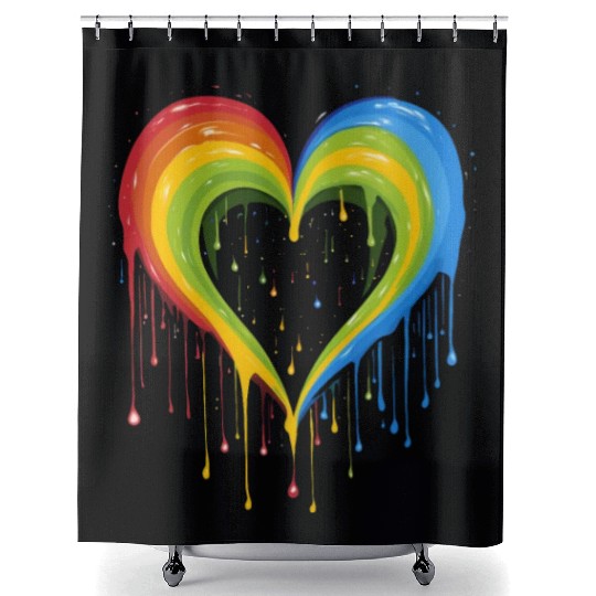 Love is Universal: LGBTQ+ Rainbow Heart, Shower Curtains