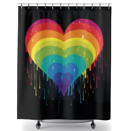 Queer & Loving It: LGBT Rainbow Heart, Supporting Shower Curtains
