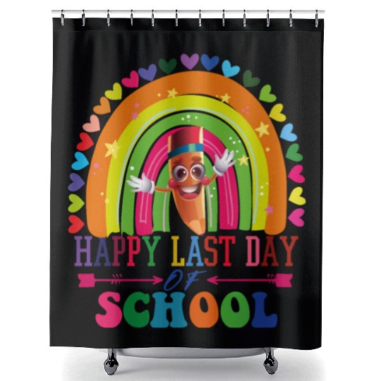 Groovy Happy Last Day of School Teacher Student Shower Curtains