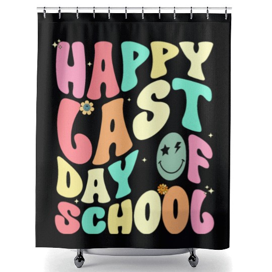 Groovy Happy Last Day of School Teacher Student Shower Curtains