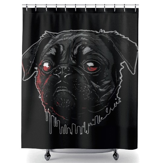 scary Pug Shower Curtains