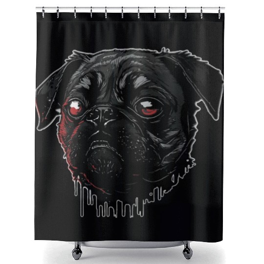 scary Pug Shower Curtains