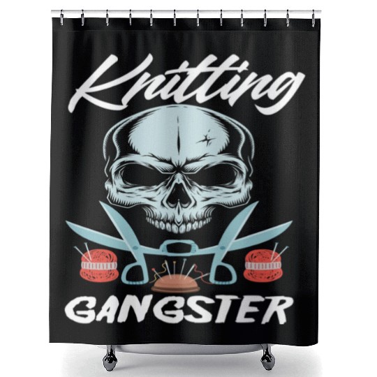 Funny Knitting Gangster Quote Knitting Lover Shower Curtains