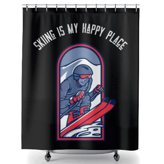 Skiing Is My Happy Place | Ski Sports Shower Curtains