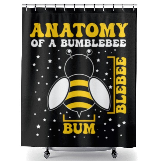 Anatomy of a Bumblebee Bee Lover Gift Shower Curtains