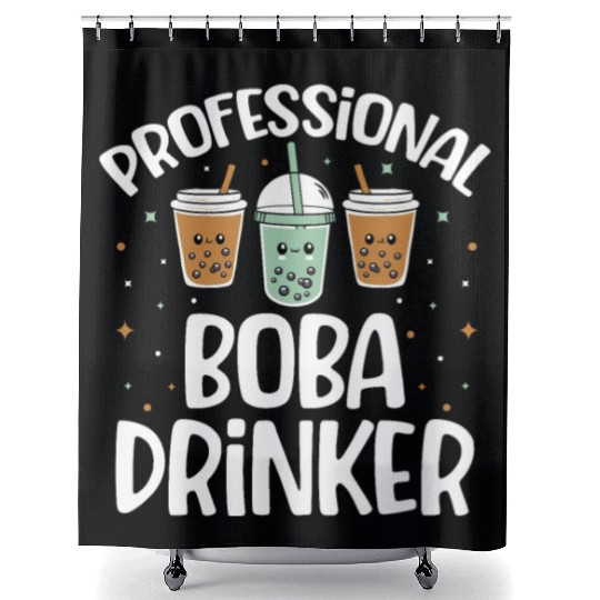 Professional Boba Drinker Bubble Tea Lover Korean Shower Curtains