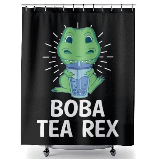 Boba Tea Rex Bubble Tea Lover Boba Tea Drinker Shower Curtains