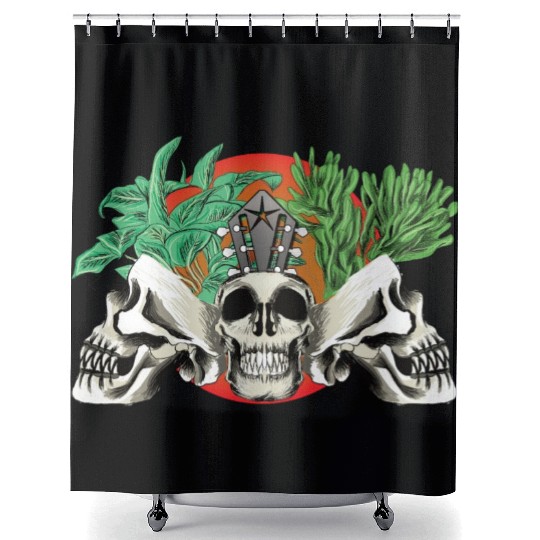 Skull Plant of the blood moon night light Shower Curtains