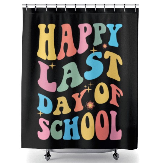 Groovy Happy Last Day of School Teacher Student Shower Curtains