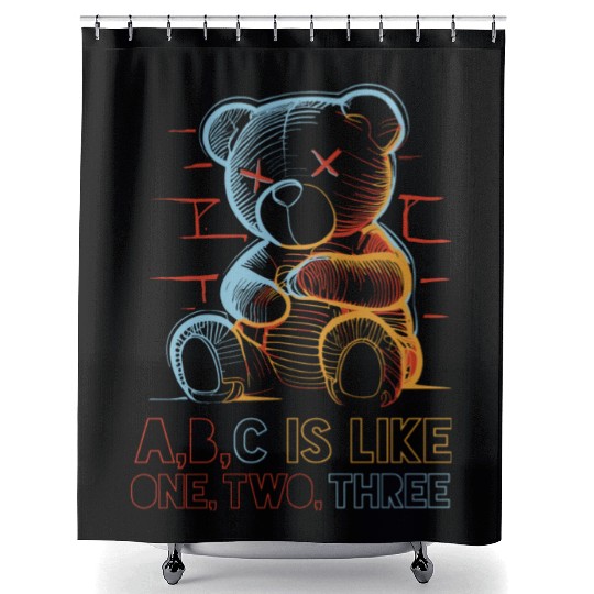 Neon Teddy Bear Shower Curtains