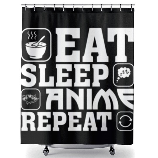Eat Sleep Anime Repeat Kawaii Otaku Manga Japan Fa Shower Curtains