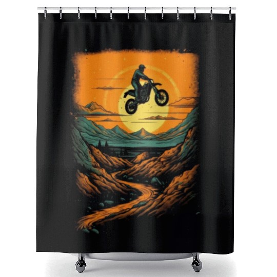 Dirt Bike Mountain Dirt Biking Motocross Biker Shower Curtains
