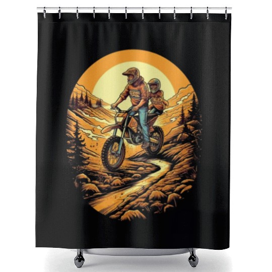 Dirt Bike Father Dad Son Motorcycle Riding Shower Curtains