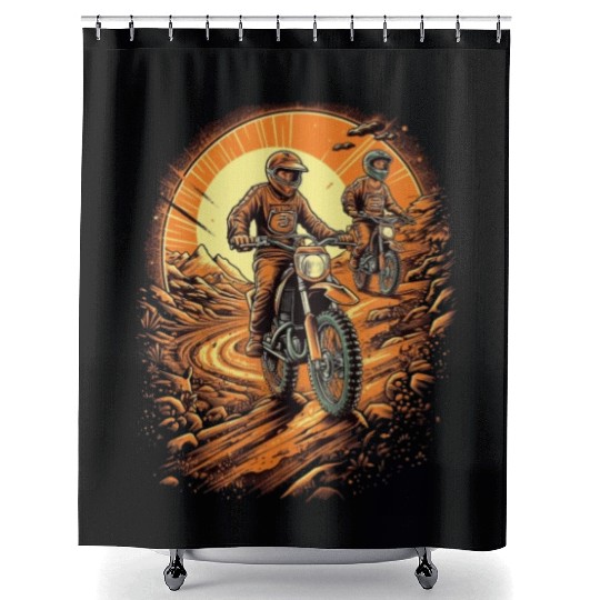Dirt Bike Father Dad Son Motorcycle Riding Shower Curtains