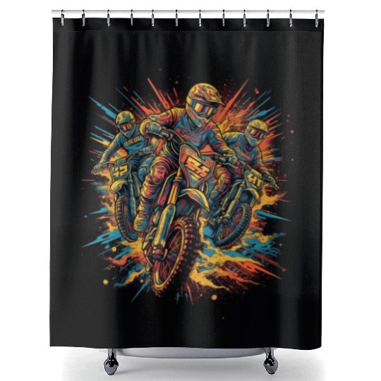 Dirt Biking Motocross Motorcycle Rider Biker Shower Curtains