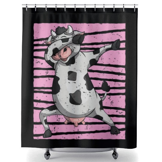 Funny Dabbing Farm Animal Cow Lover Farmer Cow Shower Curtains